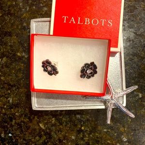 Talbots Black Flower Earrings
